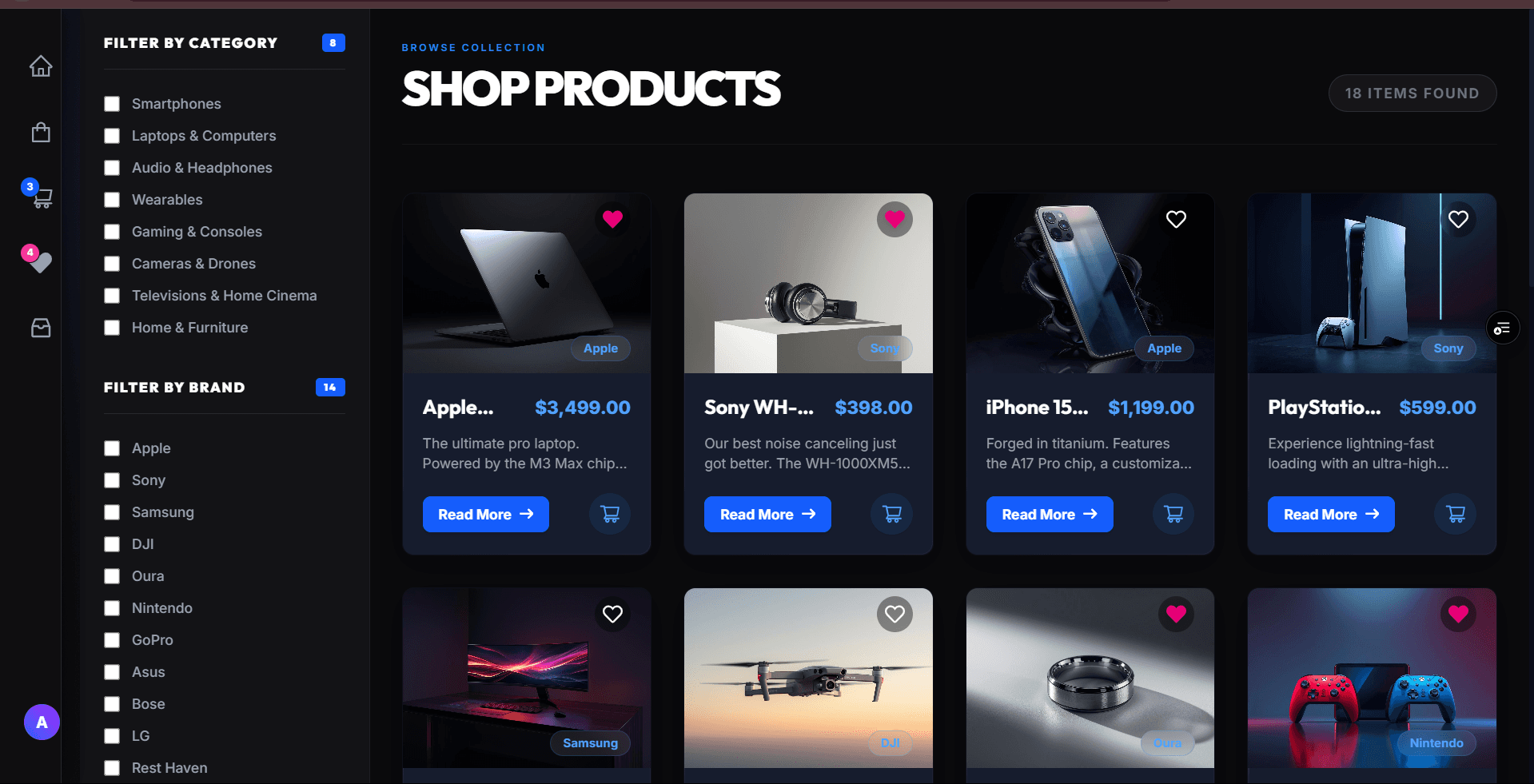 Better Store e-commerce interface