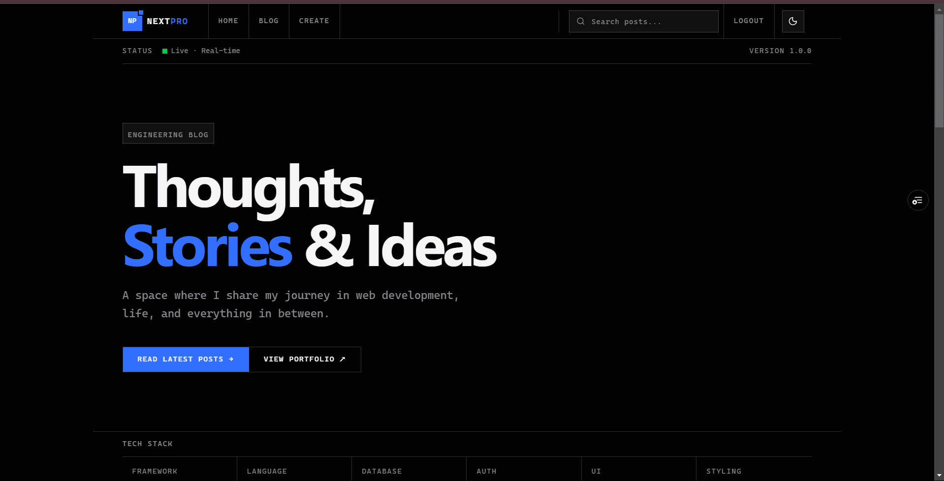 NextPro Blog publishing interface