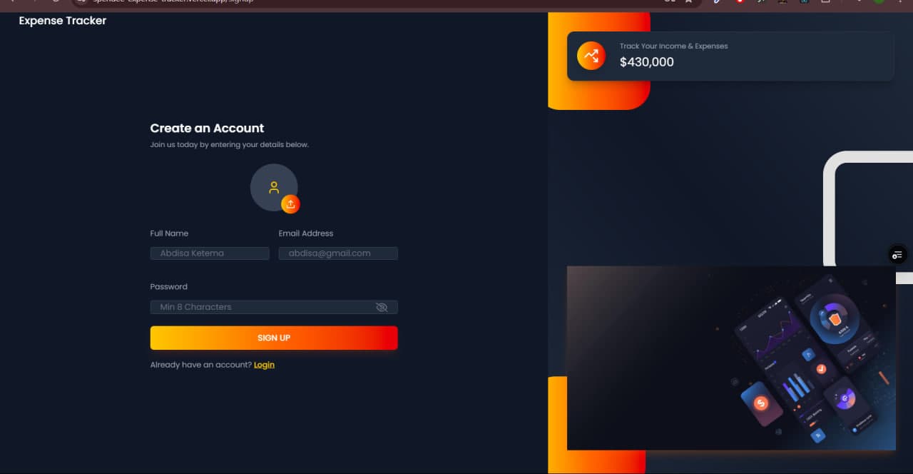 Finance Manager dashboard